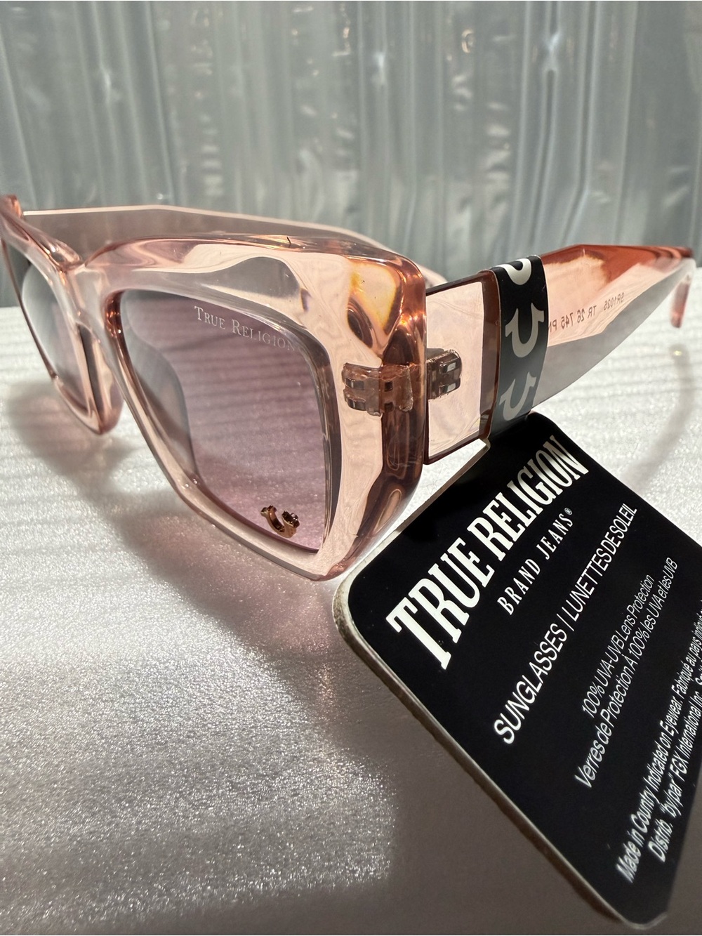 NWT True Religion Womens Pink Oversized Square Sunglasses SR1025